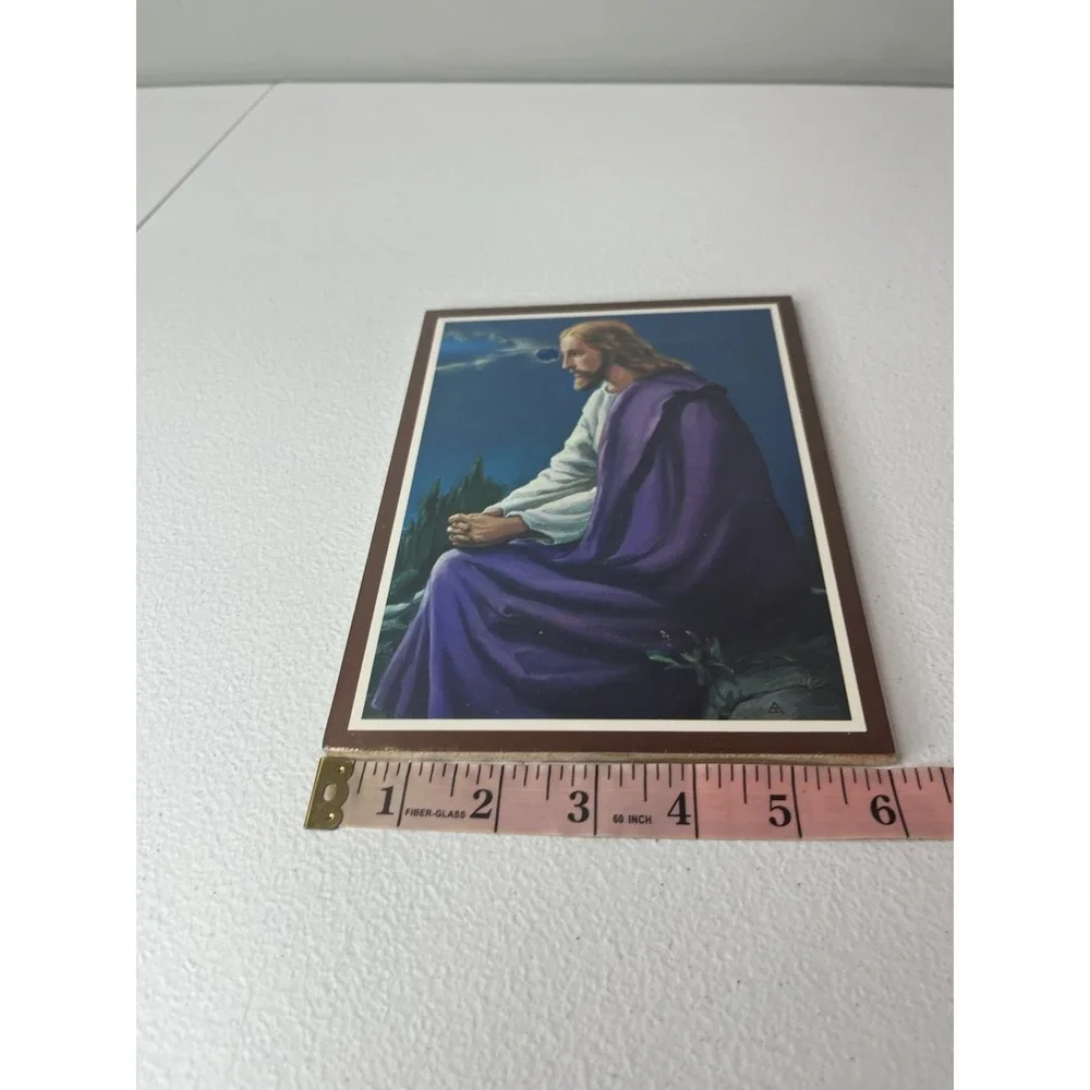 Vtg Picture Of Jesus Wall‎ Plaque MCM Decor Religious